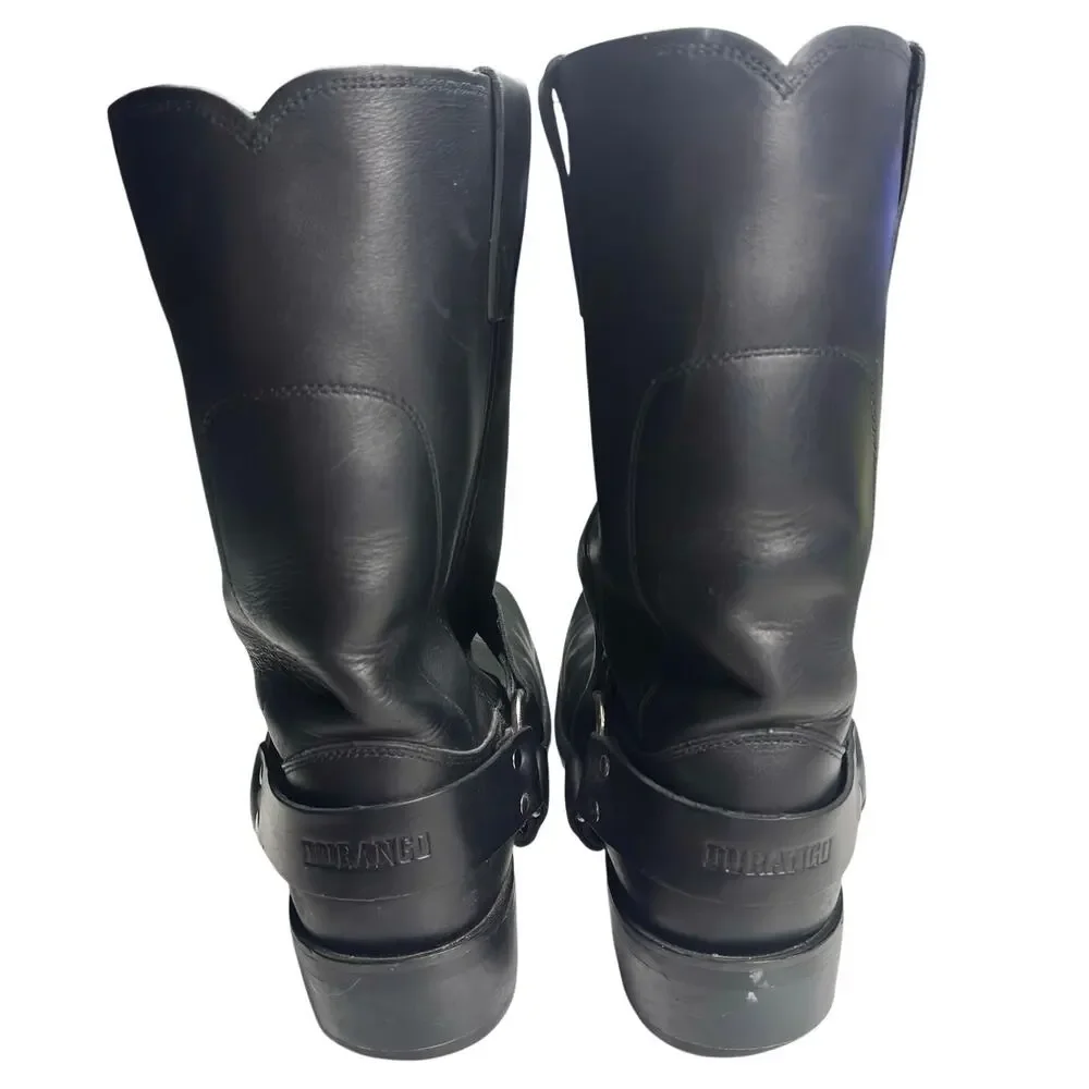 Durango | Men | Oiled Black Harness Biker Full Grain Leather Boots | Sz 11.5 EE